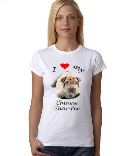 Dogs - I Heart My Chinese Shar-Pei on Womans Shirt